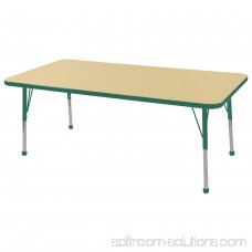 ECR4Kids 30in x 60in Rectangle Everyday T-Mold Adjustable Activity Table Grey/Green - Standard Ball